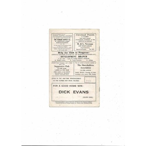 1968/69 Barrow v Mansfield Town Football Programme