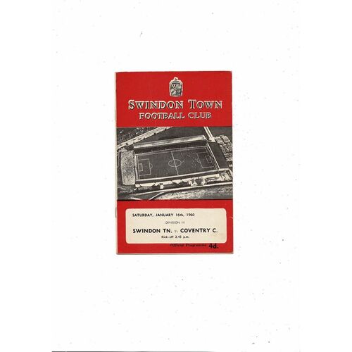 1959/60 Swindon Town v Coventry City Football Programme