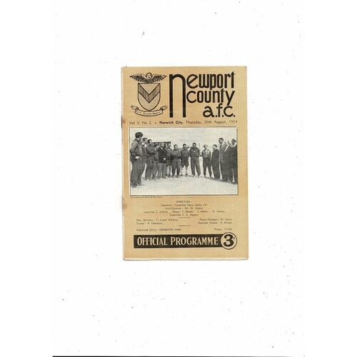 1954/55 Newport County v Northampton Town Football Programme
