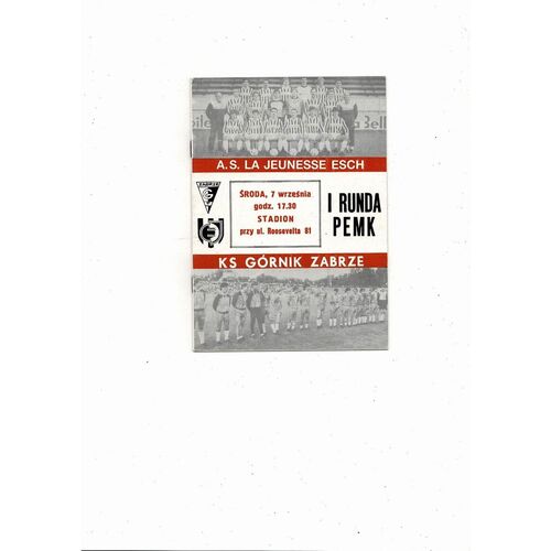 Gornik Zabrze v Juenesse Esch European Cup Football Programme 1988/89