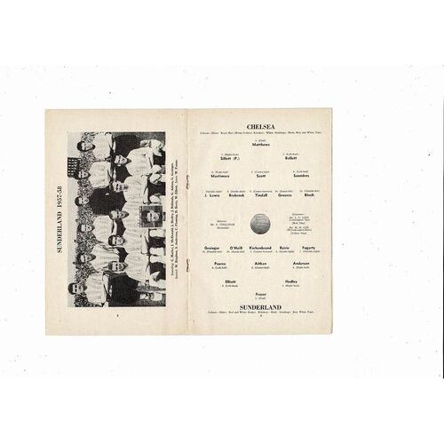 1957/58 Chelsea v Sunderland Football Programme