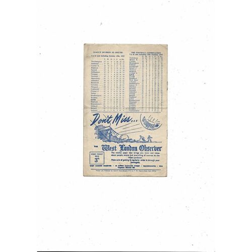 1955/56 Queens Park Rangers v Leyton Orient Football Programme