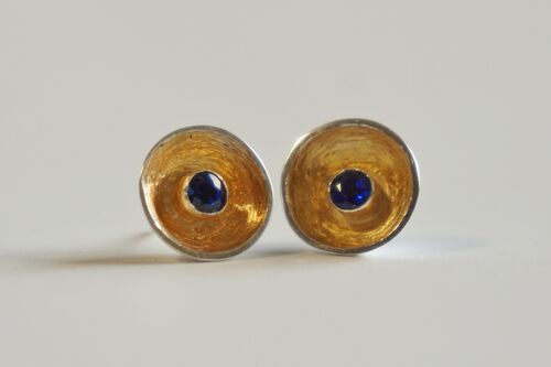 Stunning simple Gold Plated stud earrings set with Kyanites