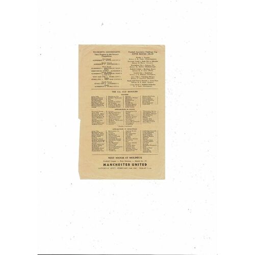 1960/61 Stoke City v Aldershot FA Cup Replay Football Programme @ Wolves