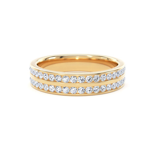 Double row channel set round brilliant cut diamond ring