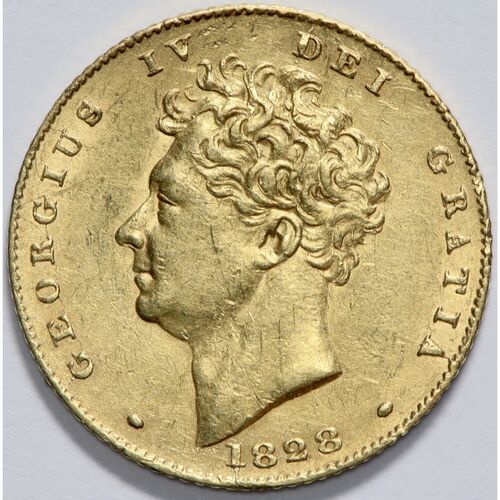 1828 King George 1V half gold sovereign