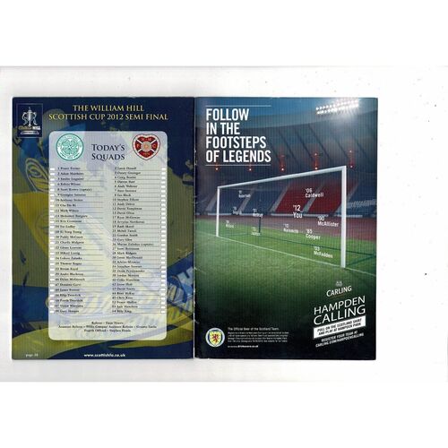 2012 Celtic v Hearts Scottish Cup Semi Final Football Programme