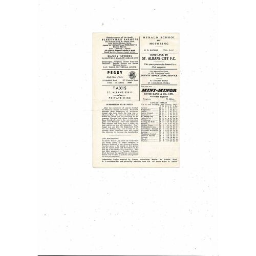 1964/65 St Albans v Maidstone United Isthmian League Football Programme