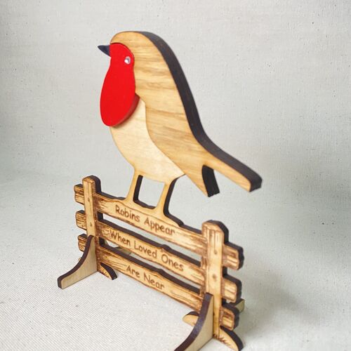 Personalised Wooden Robin Memorial Keepsake