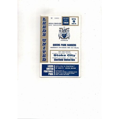 1968/69 Leeds United v Queens Park Rangers Football Programme + League Review