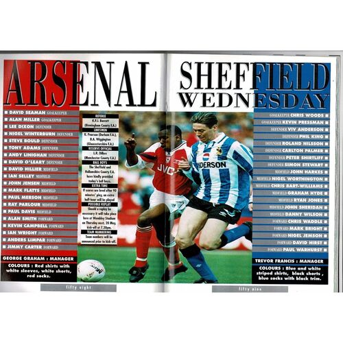 1993 Arsenal v Sheffield Wednesday FA Cup Final Football Programme