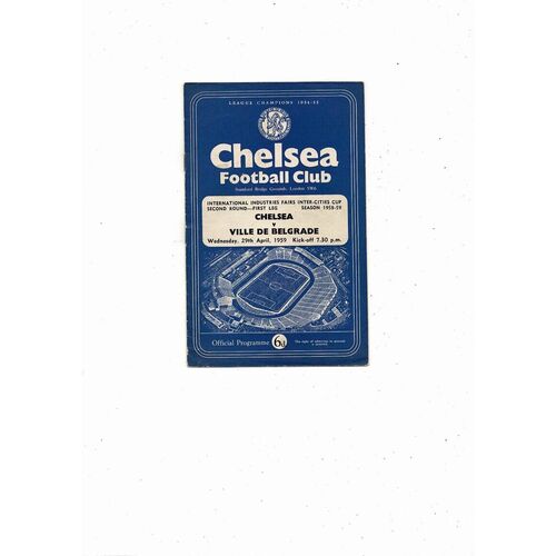 Chelsea v Ville de Belgrade Fairs Cup Football Programme 1958/59