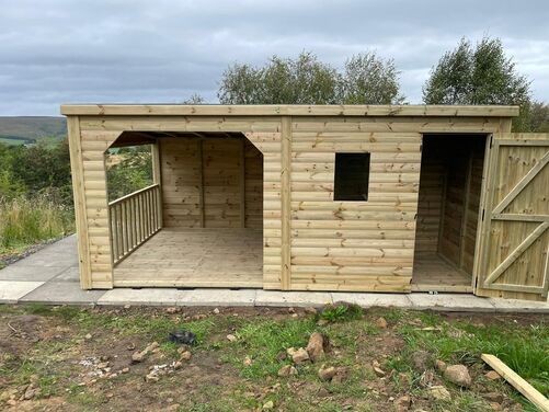 #P006 16x10 Pent Shed with Open Area