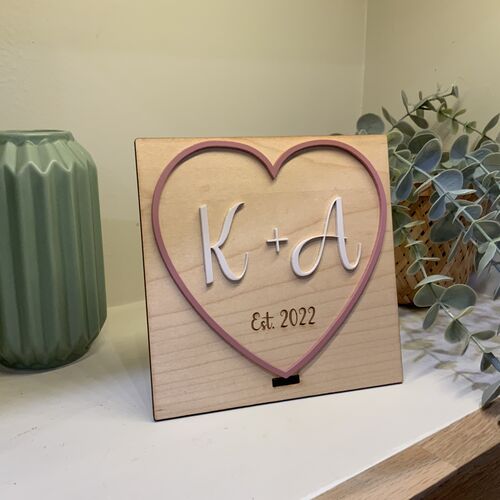Custom Wooden Heart Plaque with Initials