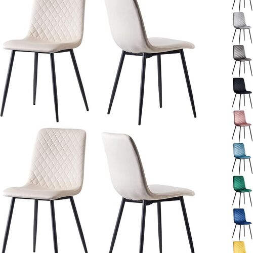 mcc direct Designer Velvet Fabric Dining Chairs Metal Legs Lexi Chairs(Set of 2/Set of 4)