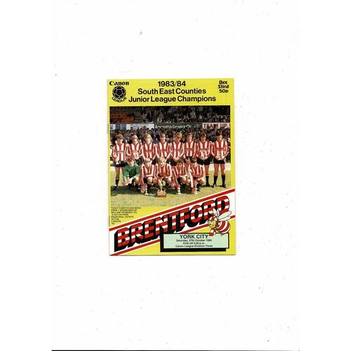 1984/85 Brentford v York City Football Programme
