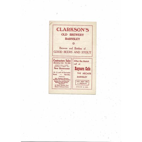 1953/54 Barnsley v Halifax Town Football Programme