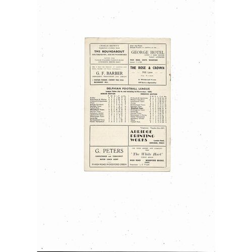 1958/59 Woodford Town v Basildon Town Essex Snr Cup Football Programme