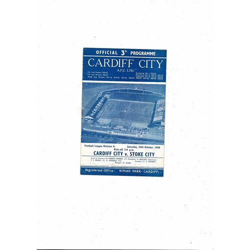 1958/59 Cardiff City v Stoke City Football Programme