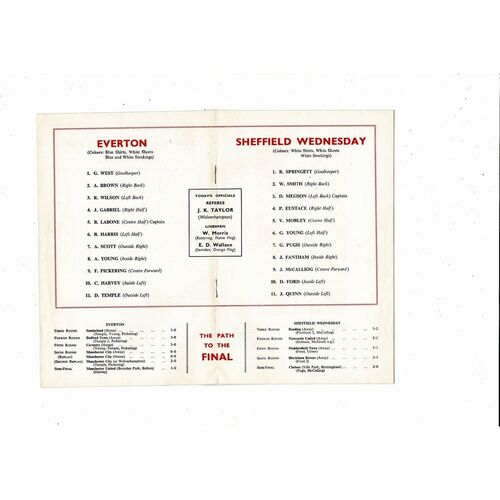 1966 Everton v Sheffield Wednesday FA Cup Final Football Programme