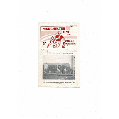 Manchester United v Wolves Reserves Football Programme 1962/63