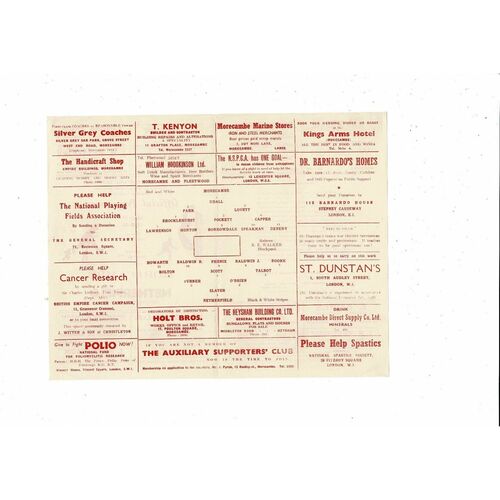 1959/60 Morecambe v Netherfield Lanchashire Combination Cup Football Programme