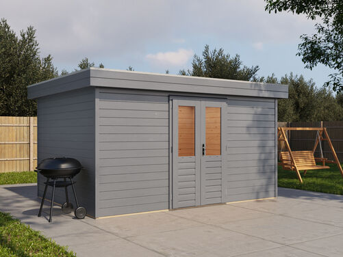 4.2mtr x 3.0mtr 44mm walled Flat Roof Cabin