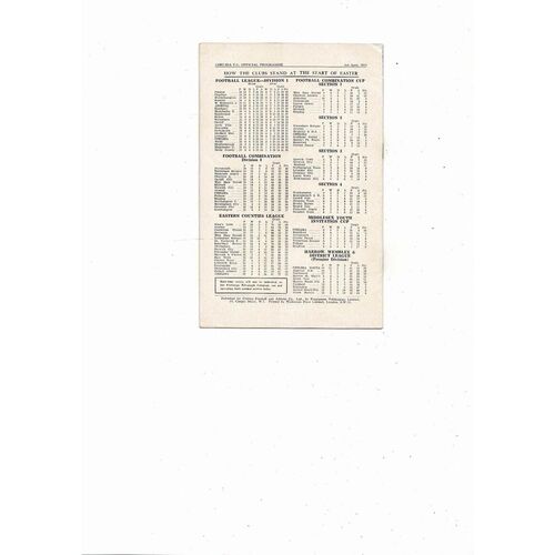 1952/53 Chelsea v Arsenal Football Programme