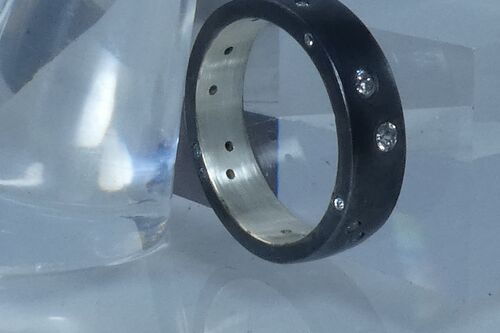 Night Sky Flush set ring, simple finish.