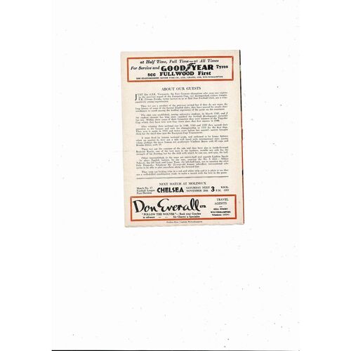 Wolves v Red Star Belgrade European Cup Football Programme 1959/60