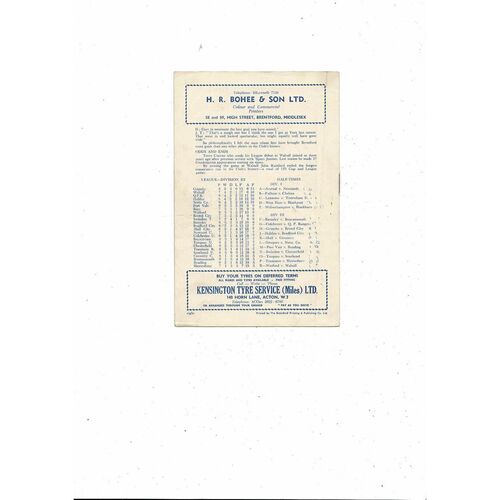 1960/61 Brentford v Bury Football Programme Autographed