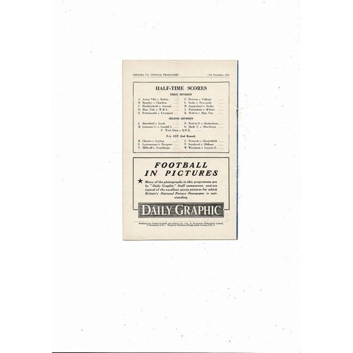 1951/52 Chelsea v Blackpool Football Programme