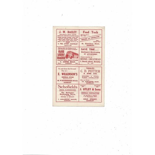 1954/55 Barnsley v Gateshead Football Programme Div 3 March 26th