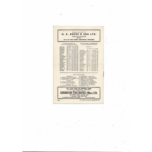 1958/59 Brentford v Bournemouth Football Programme