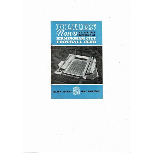 1963/64 Birmingham City v Manchester United Football Programme