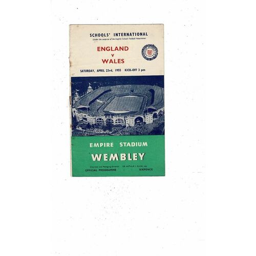 1955 England v Wales Schools International Football Programme