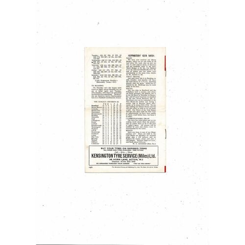 1964/65 Brentford v Exeter City Football Programme