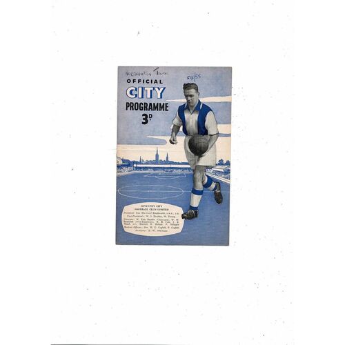 1954/55 Coventry City v Northampton Town Football Programme