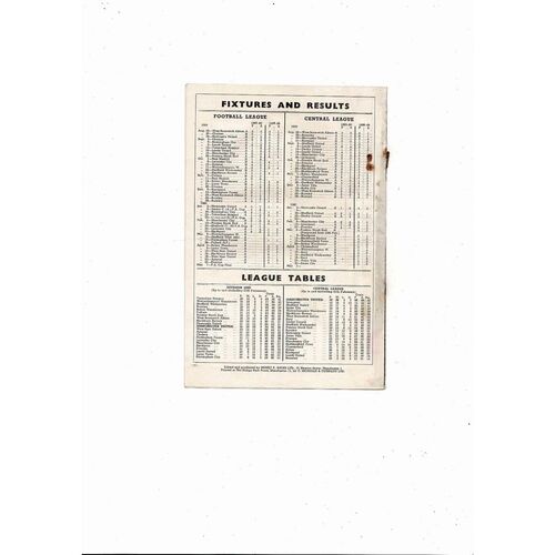 1959/60 Manchester United v Wolves Football Programme