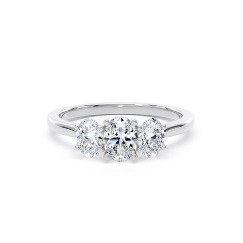 Oval diamond trilogy ring