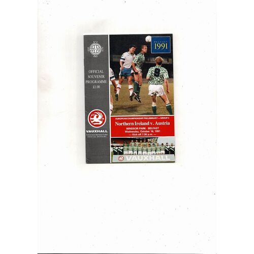 1991 Northern Ireland v Austria Football Programme