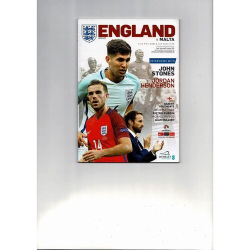 2016 England v Malta Football Programme