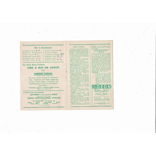 1956/57 Yeovil Town v Headington Southern League Football Programme