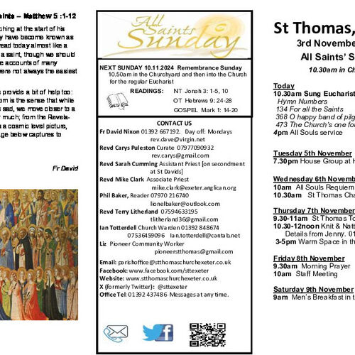 Pew Sheet | The Parish of St Thomas, Exeter