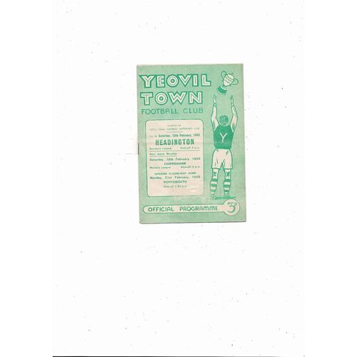1954/55 Yeovil Town v Headington Southern League Football Programme