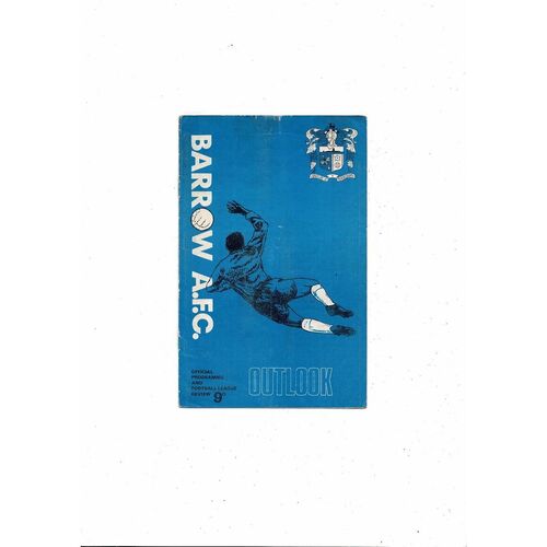 1968/69 Barrow v Mansfield Town Football Programme