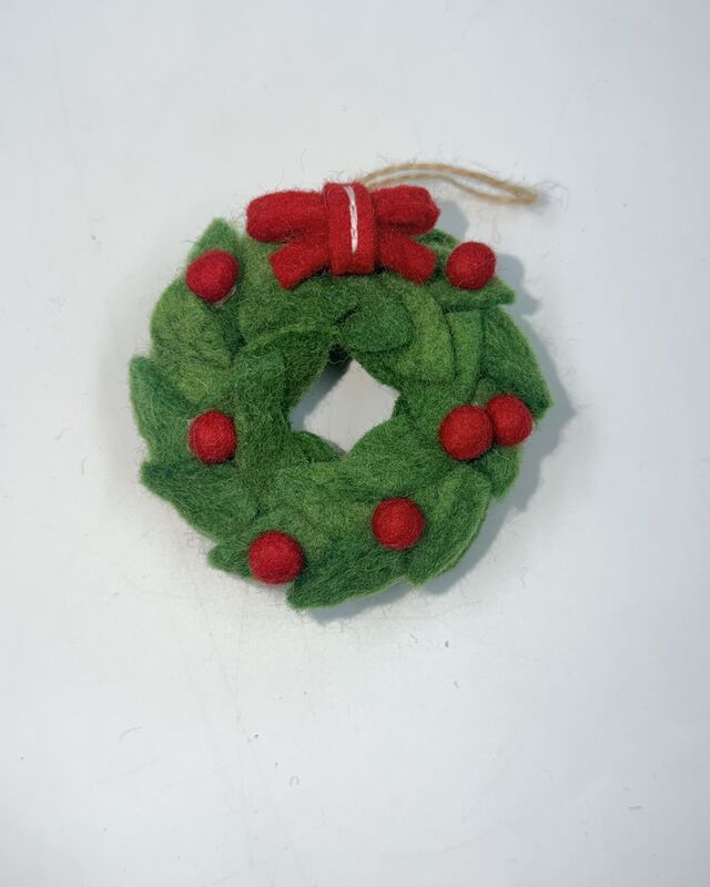 Hand‑Felted Christmas Wreath Ornament