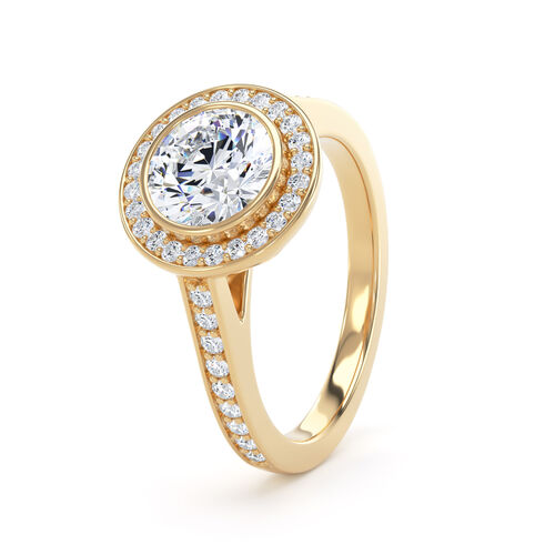 Round brilliant halo with channel borders