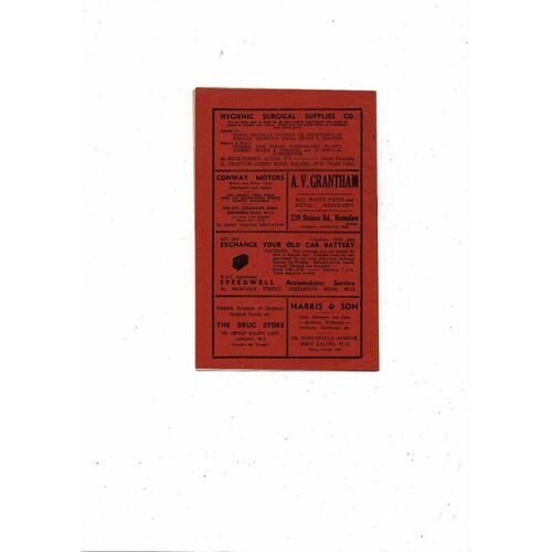 1951/52 Brentford v Leicester City Football Programme