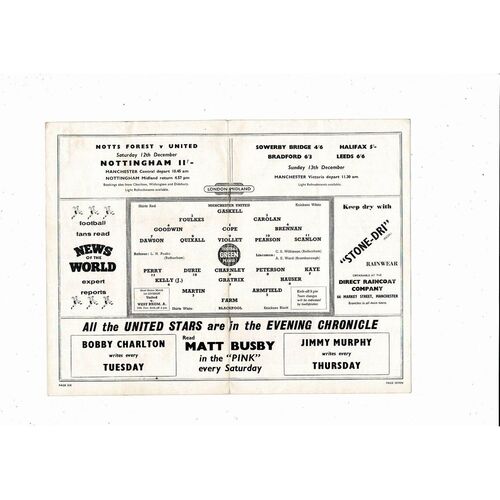 1959/60 Manchester United v Blackpool Football Programme